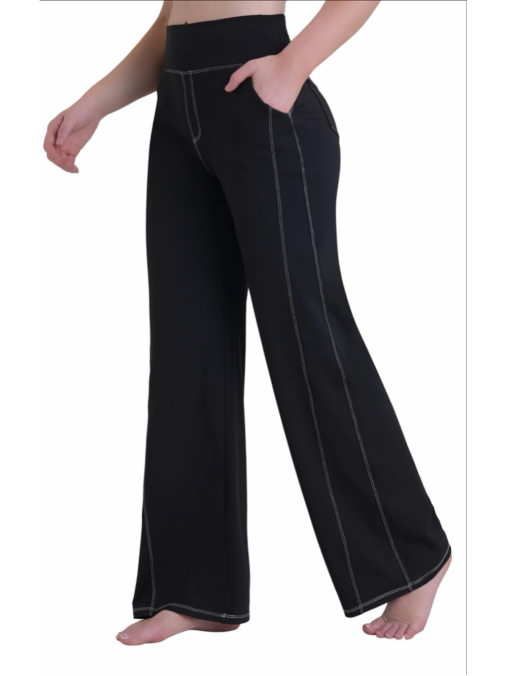 Sunzel Women’s Wide Leg Yoga Pants High Waisted Black XS 32” Inseam